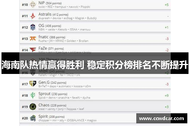 海南队热情赢得胜利 稳定积分榜排名不断提升